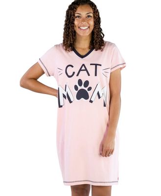 Lazy One: Cat Mom V-neck Nightshirt