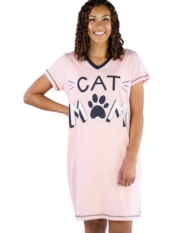 Lazy One: Cat Mom V-neck Nightshirt