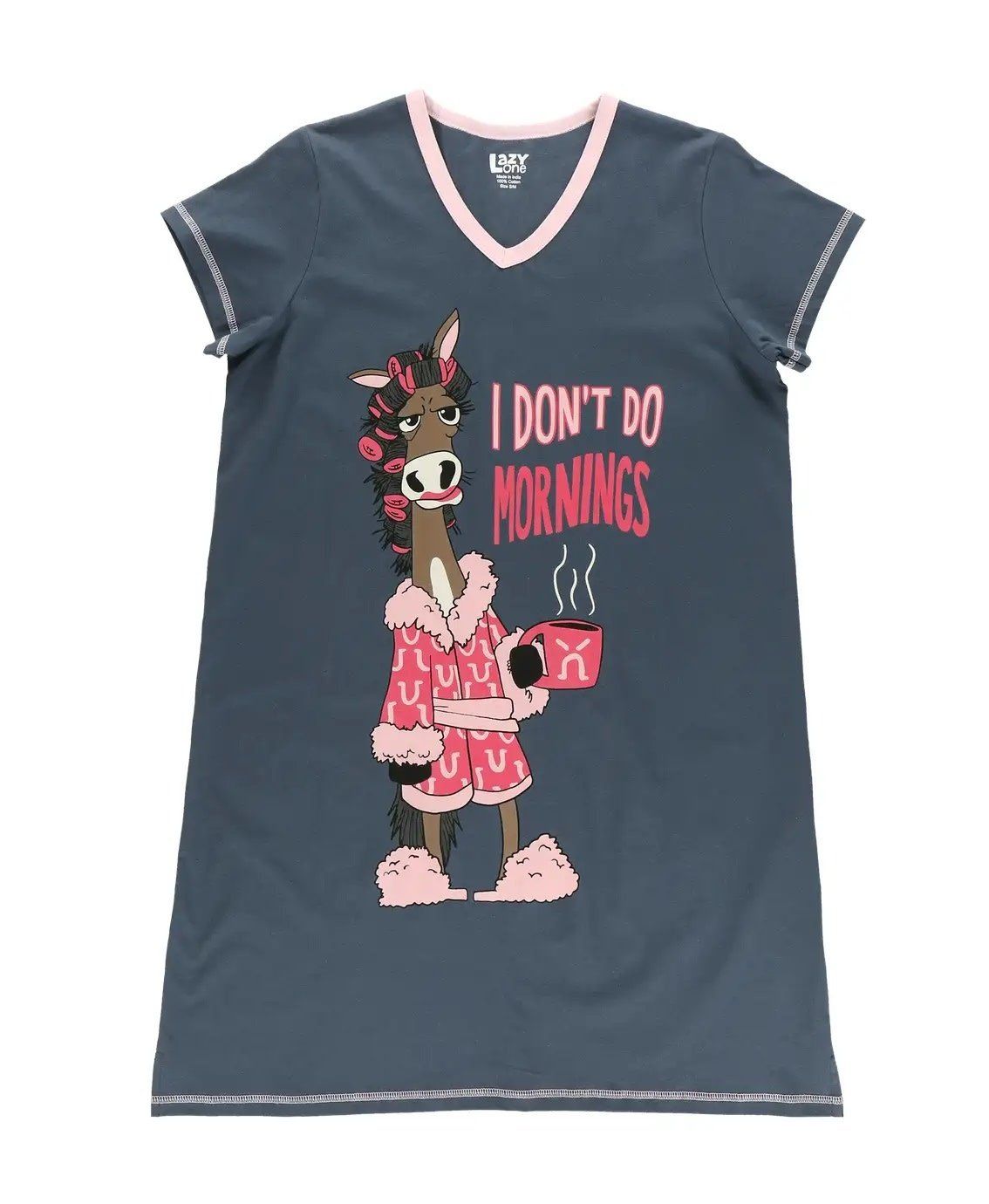 Lazy One: Don&#39;t Do Mornings Horse V-neck Nightshirt:
