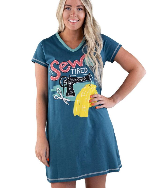 Lazy One: Sew Tired V-neck Nightshirt: