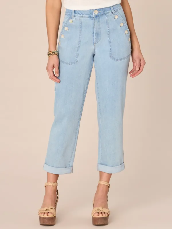 (DNR) Democracy 25/28/15 High Rise Roll Cuff Pant: