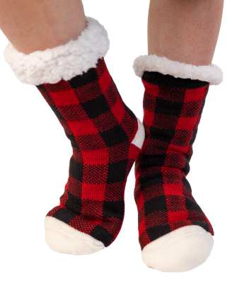 Red Plaid Plush Sock