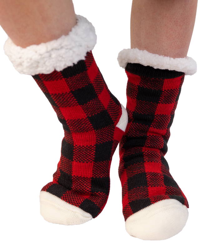 Red Plaid Plush Sock