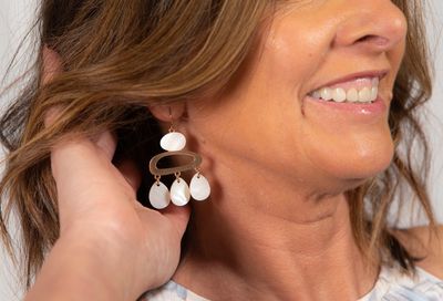 JW Earrings: Gold w/ White Shell Dangles