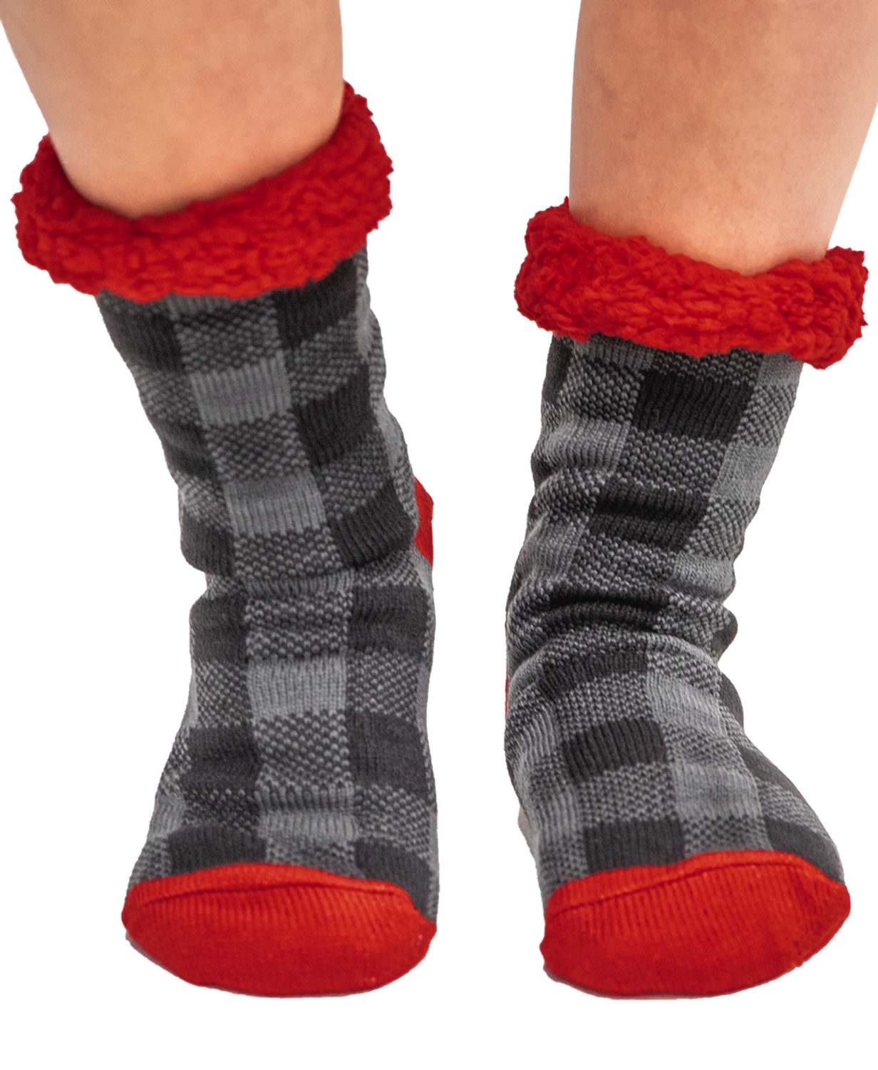 Grey Plaid Plush Sock