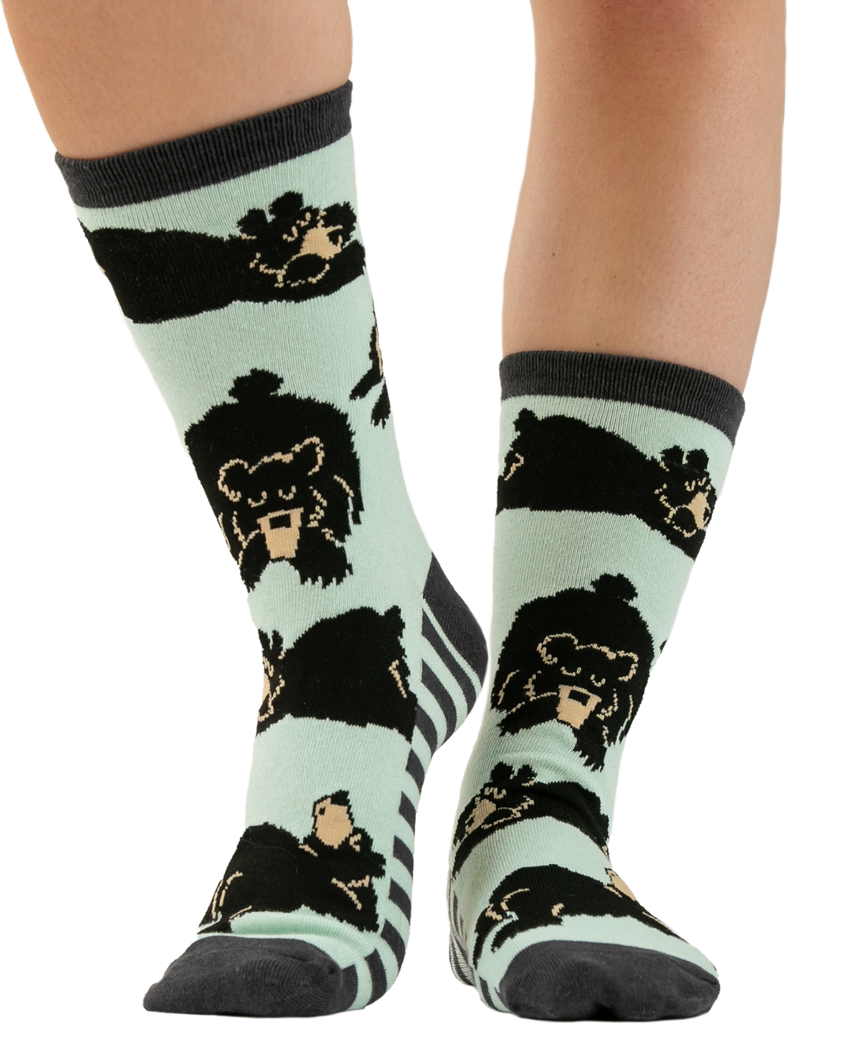 ~Bearly Awake Grey Crew Sock (9-11)