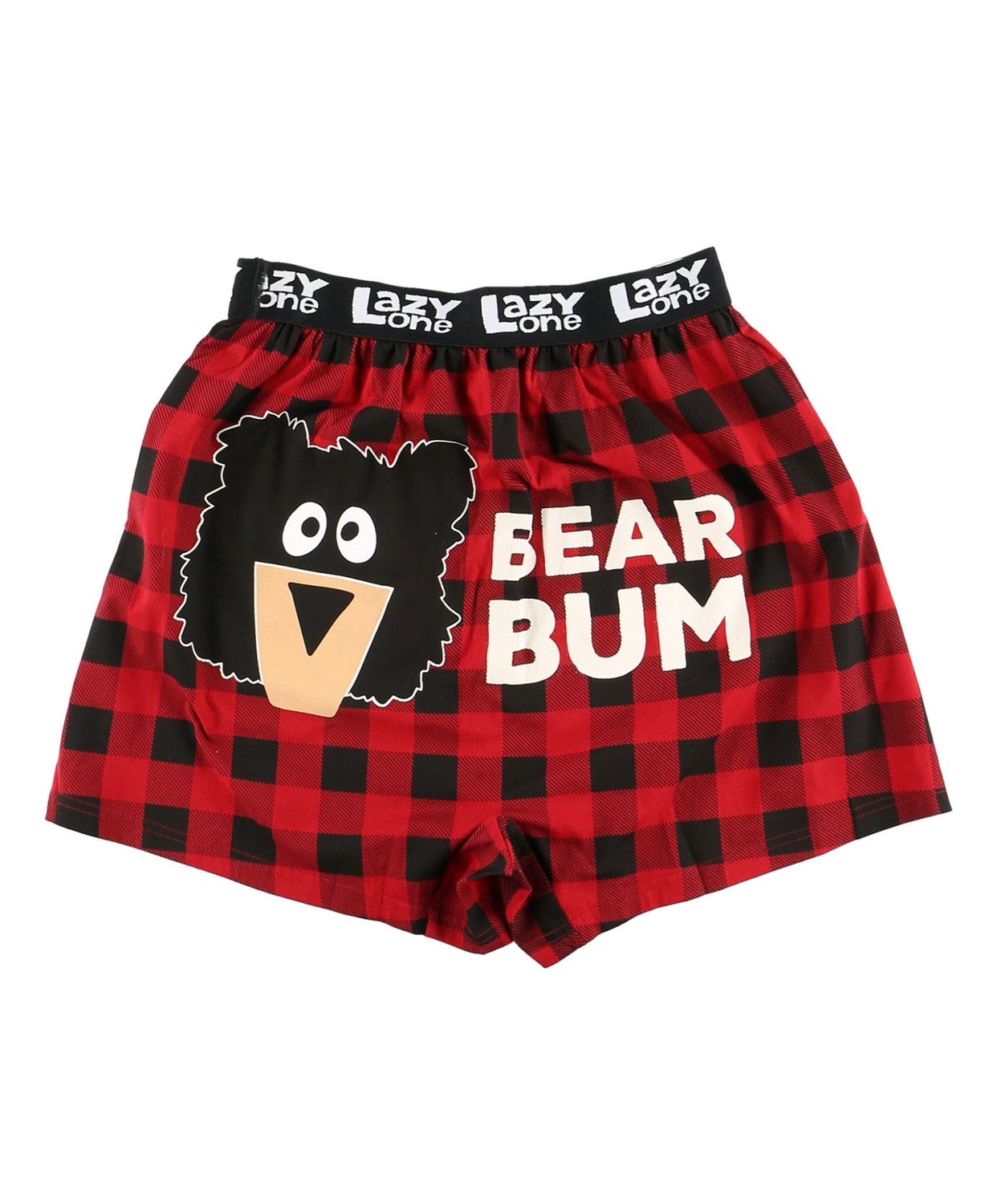 ^ Lazy One: Bear Bum Plaid Men&#39;s Funny Boxer, Size: S