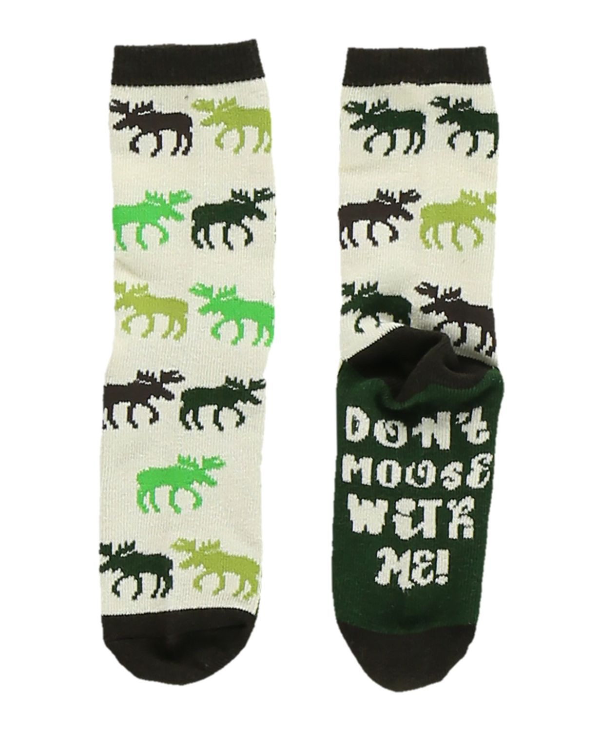 ^(SP) Don't Moose with Me Kid's Sock, Size: S, Color: Green