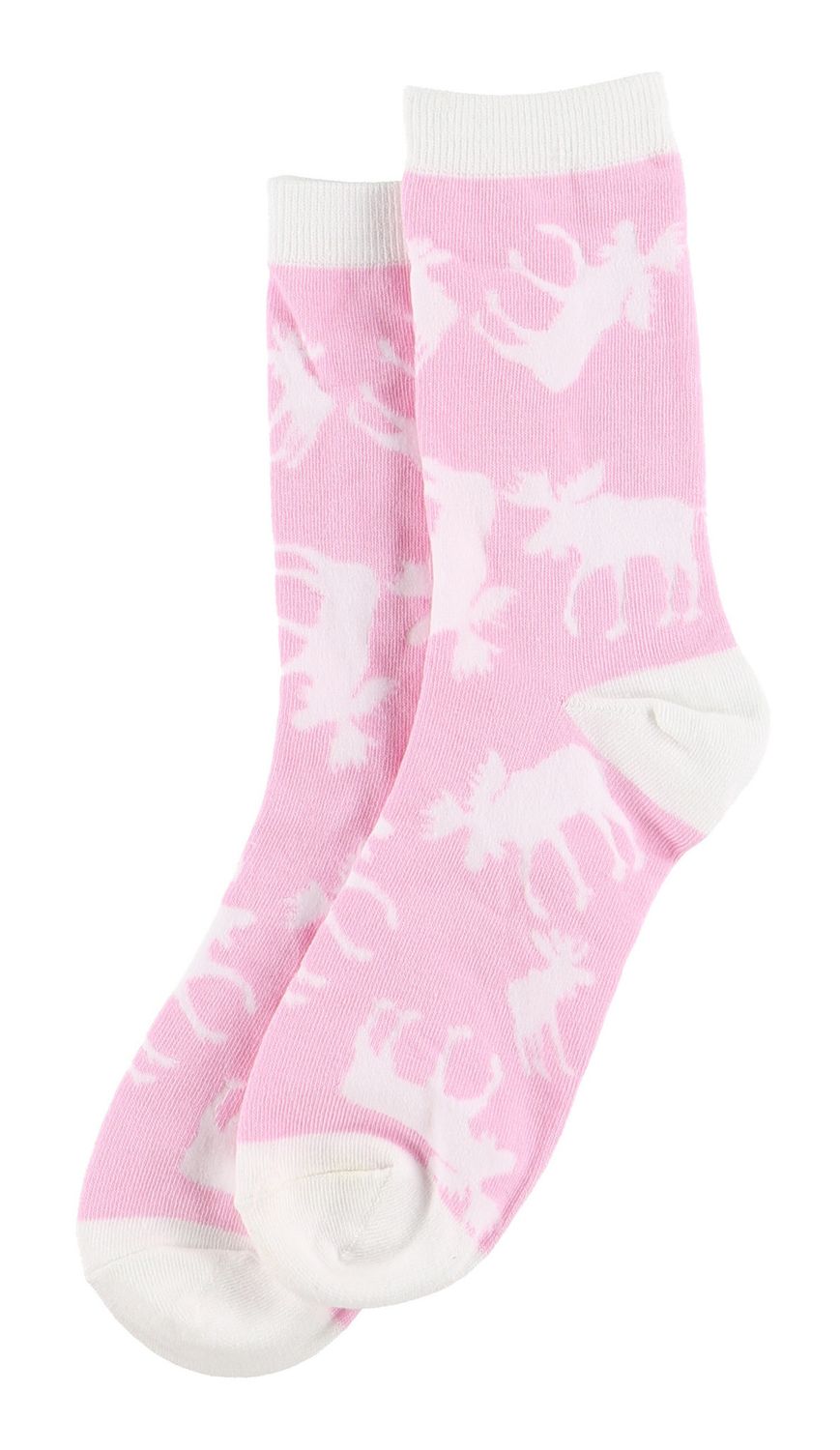 ~Classic Moose Crew Sock, Size: One Size, Color: Pink