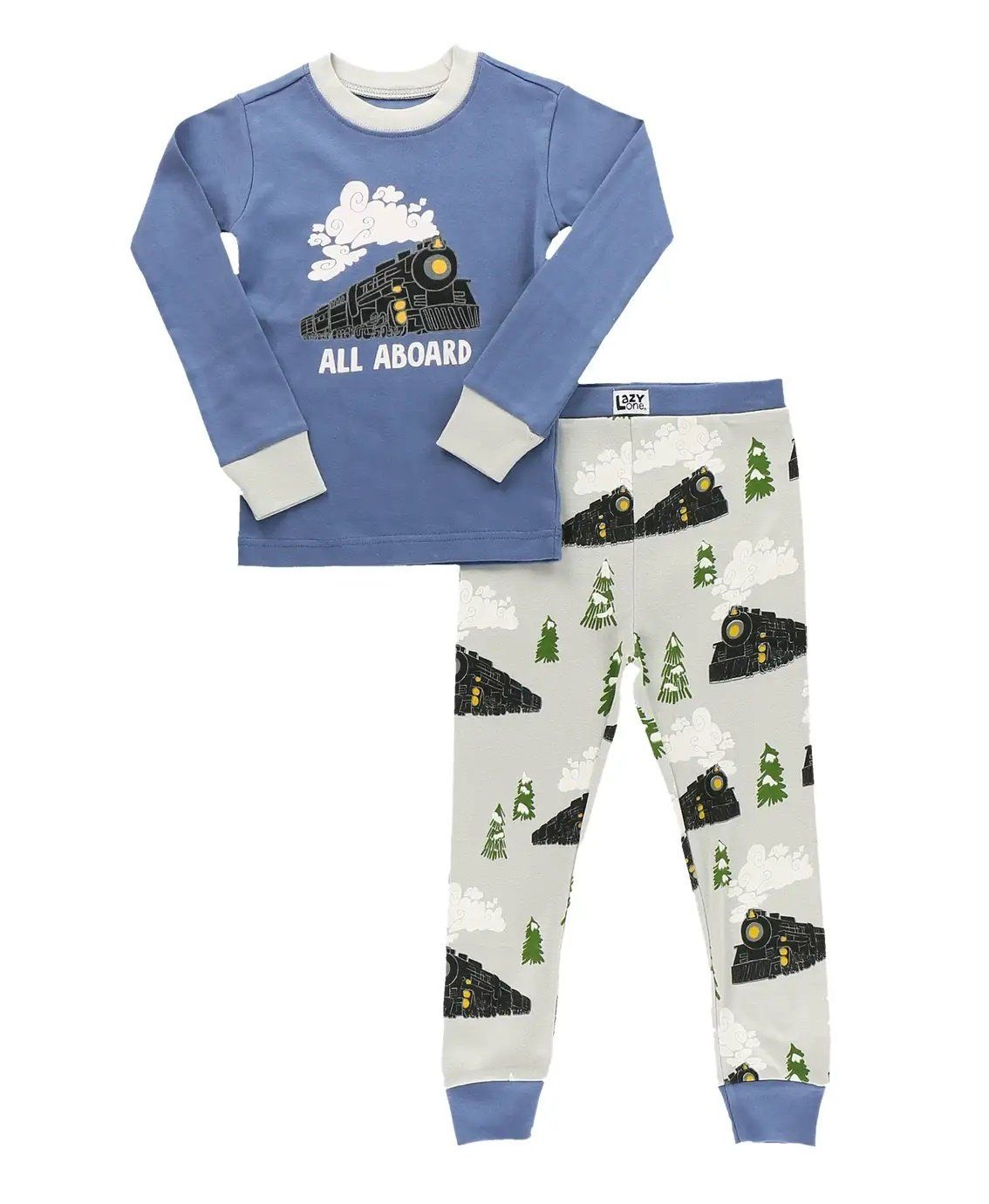 ^All Aboard LS PJ Set:, Size: 2T, Color: Blue