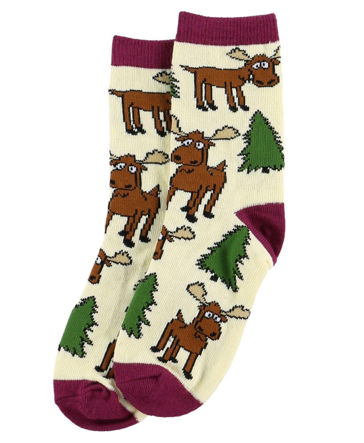 ~Moose Hug Kid&#39;s Sock, Color: Purple:, Size: S