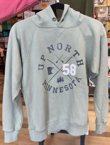 Blue 84 YOUTH Hoodie &quot;Up North MN 58&quot;:, Color: Agave:, Size: XS
