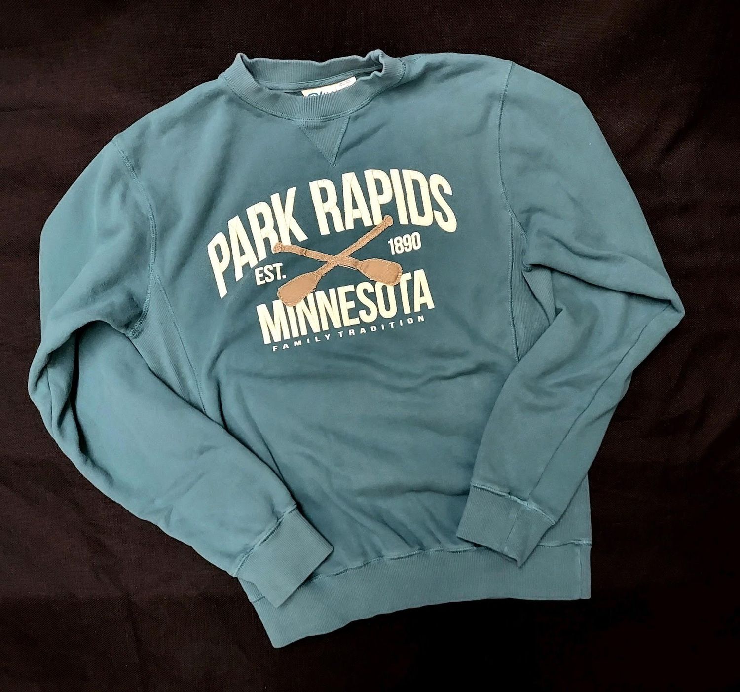Blue 84 Fleece Crewneck &quot;PR Family Tradition&quot;:, Color: Dark Teal:, Size: Small