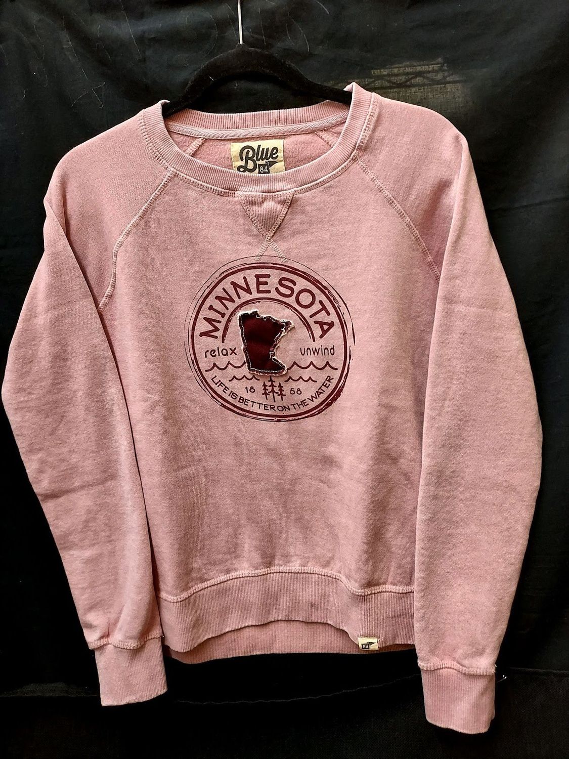 Blue 84 Burnout Fleece Crew &quot;Relax, Unwind&quot;:, Color: Mauve:, Size: Small