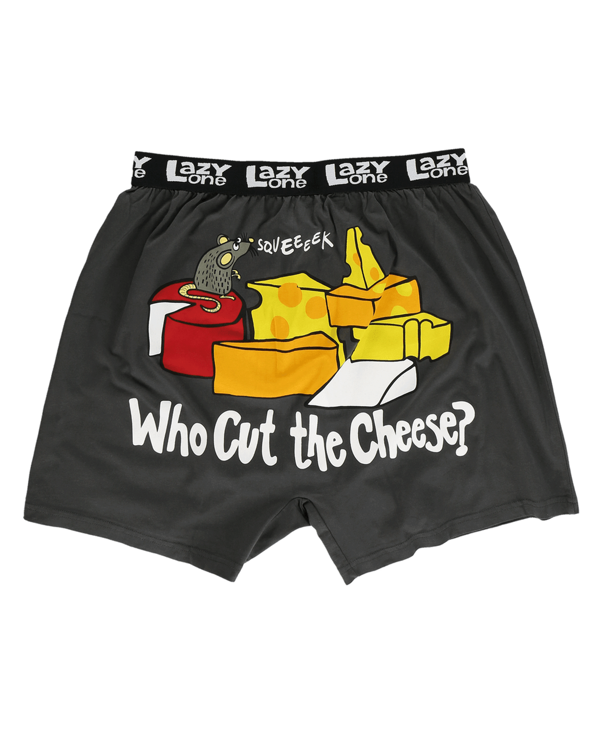 ^ Lazy One: Who Cut The Cheese Men&#39;s Funny Boxer, Color: Black, Size: S