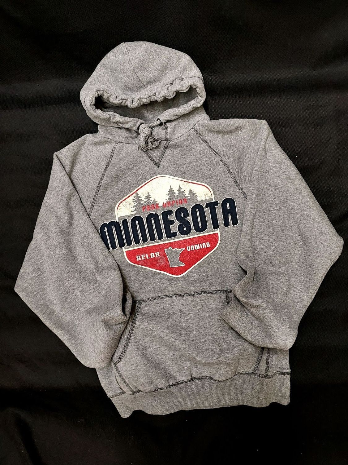 ^Blue 84 Fleece Hoodie "PR Relax, Unwind":, Color: Gunmetal:, Size: Large