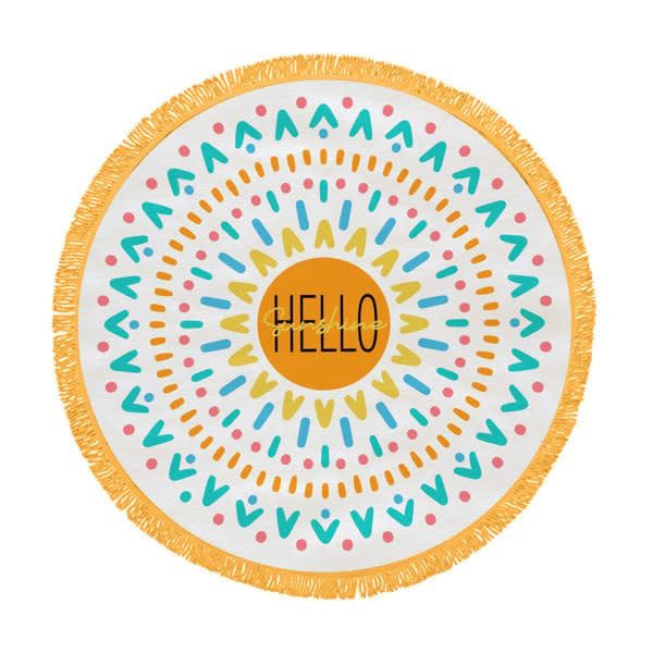 ^(P) 60" Round Beach Towels:, Design: Hello