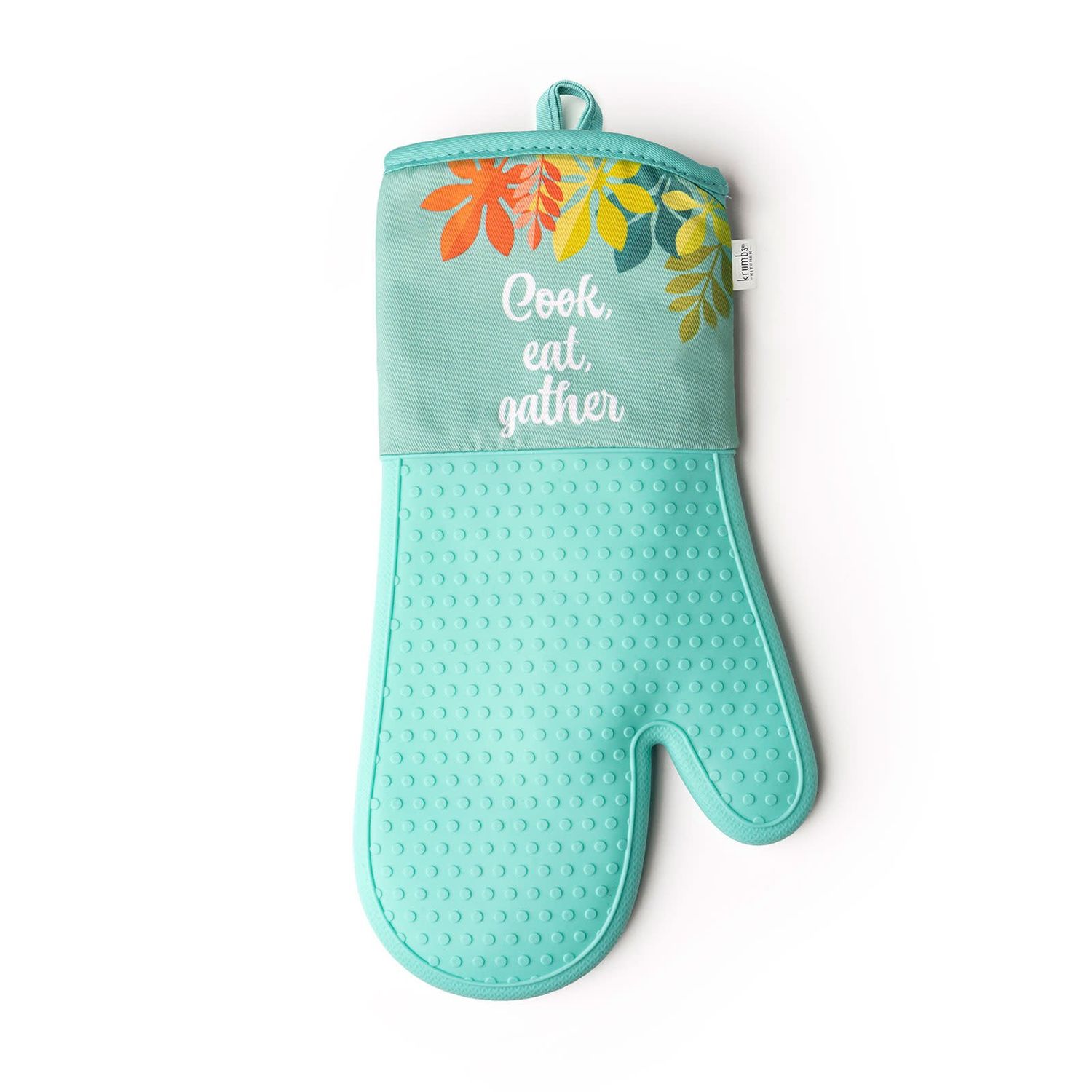 Krumbs Kitchen HH Silicone Oven Mitts:, Design: Cook Eat Gather