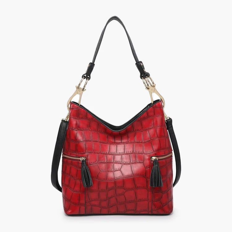 Jen &amp; Co Hobo: Rochelle, Color: Crocodile-Burgundy