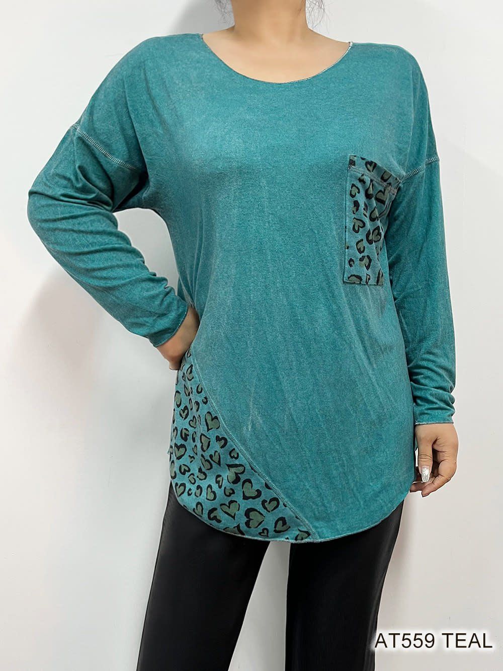 AT559 Love Top:, Color: Teal:, Size: Small