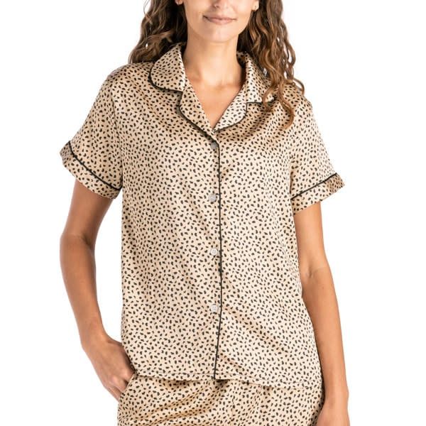 HM Beauty Sleep Satin PJ TOP:, Color: Ooh la Leopard:, Size: S/M (4-8)
