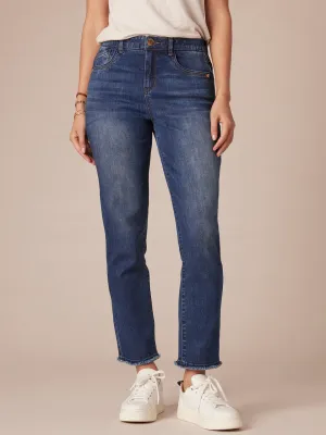 Democracy Petite AB Sol High Rise Cascading &quot;D&quot; Fray Hem Slim Straight: