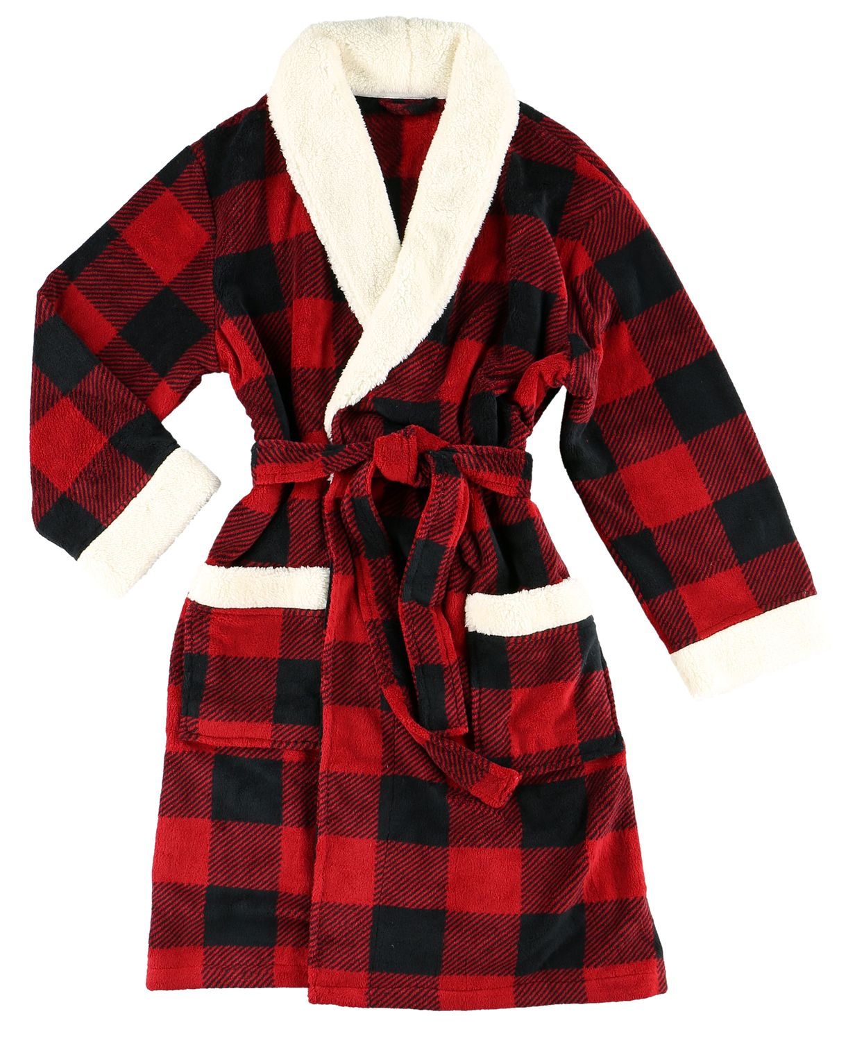 Red Plaid Bathrobe, Size: S/M
