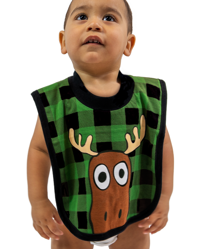~Moose Plaid Green Infant Bib