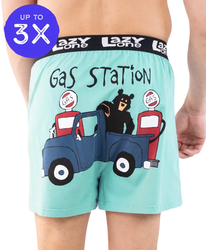 Lazy One: Gas Station Men&#39;s Funny Boxer