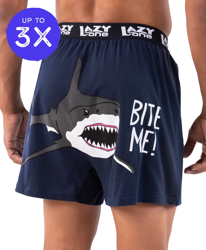 ^ Lazy One: Bite Me! Men&#39;s Shark Boxers