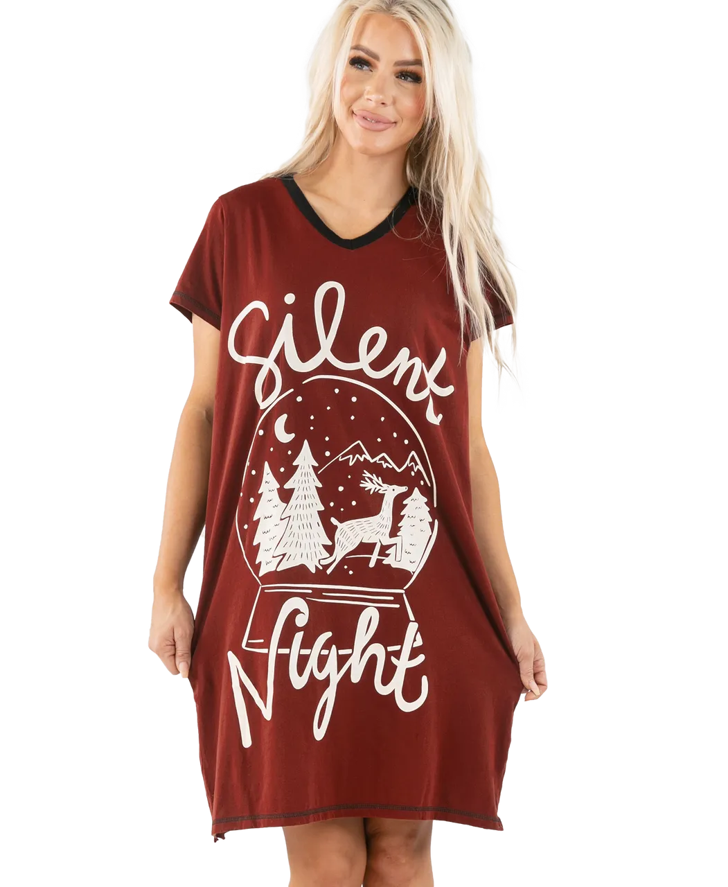 Lazy One Silent Night Women&#39;s V-Neck Nightshirt