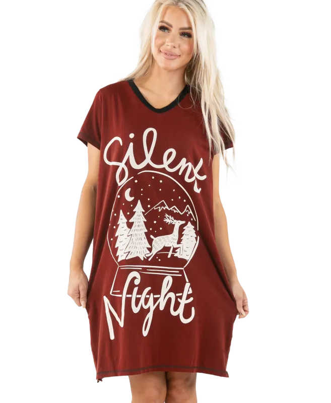 Lazy One Silent Night Women&#39;s V-Neck Nightshirt