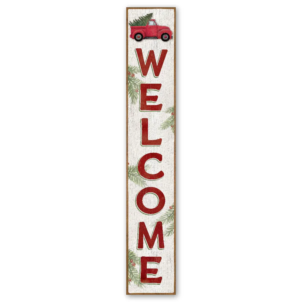 My Word! Porch Sign - Welcome, Christmas Truck with Tree