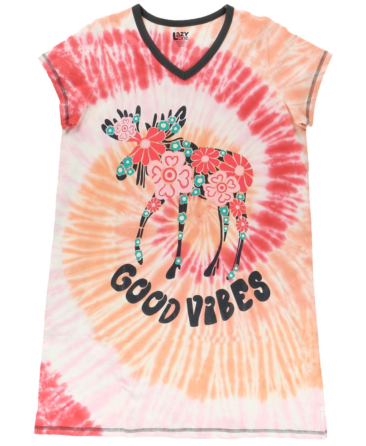 Lazy One: Good Vibes  V-neck Nightshirt, Size: S/M