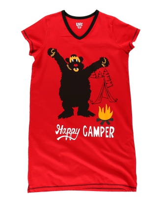 ^Lazy One Happy Camper Women&#39;s V-neck Nightshirt