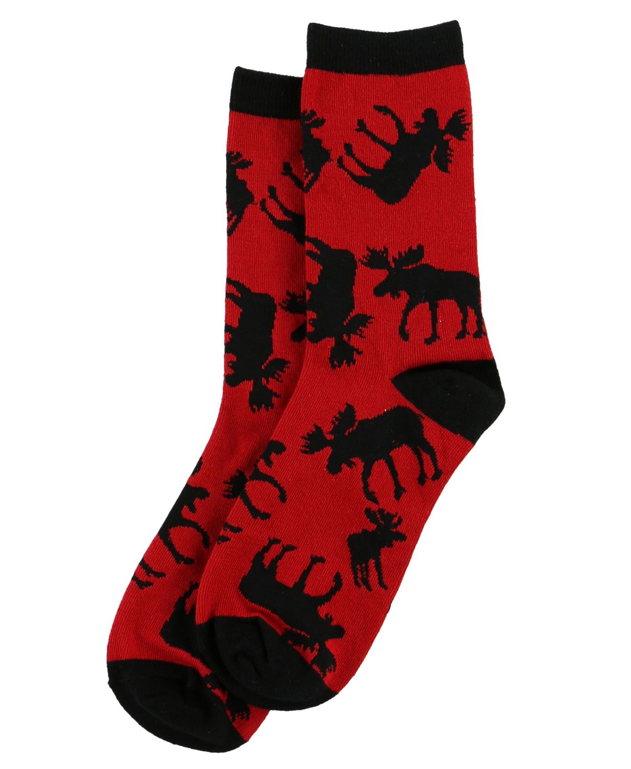 Red Classic Moose Crew Sock, Size: One Size