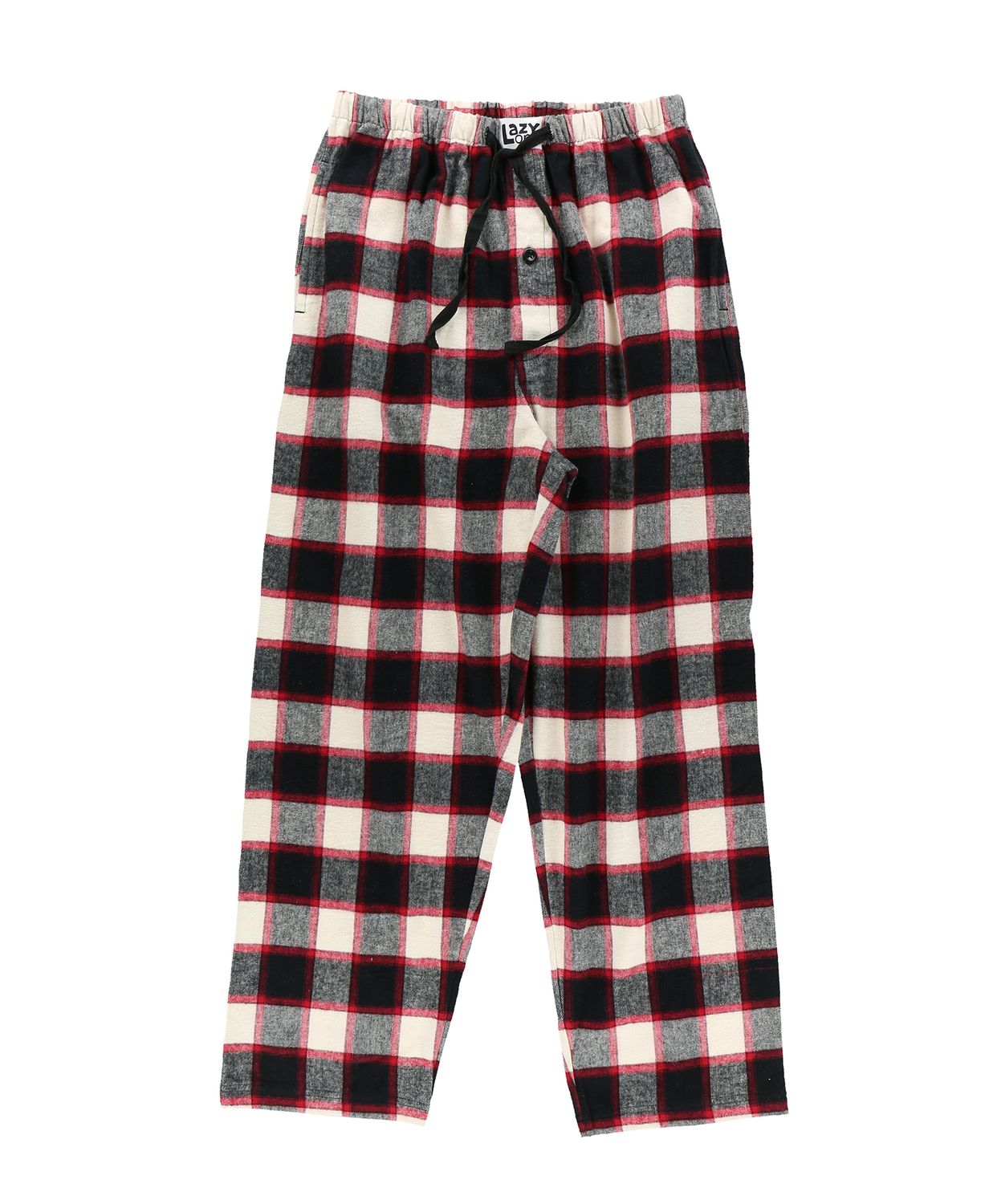 Black Plaid Men&#39;s Flannel PJ Pants, Size: XS
