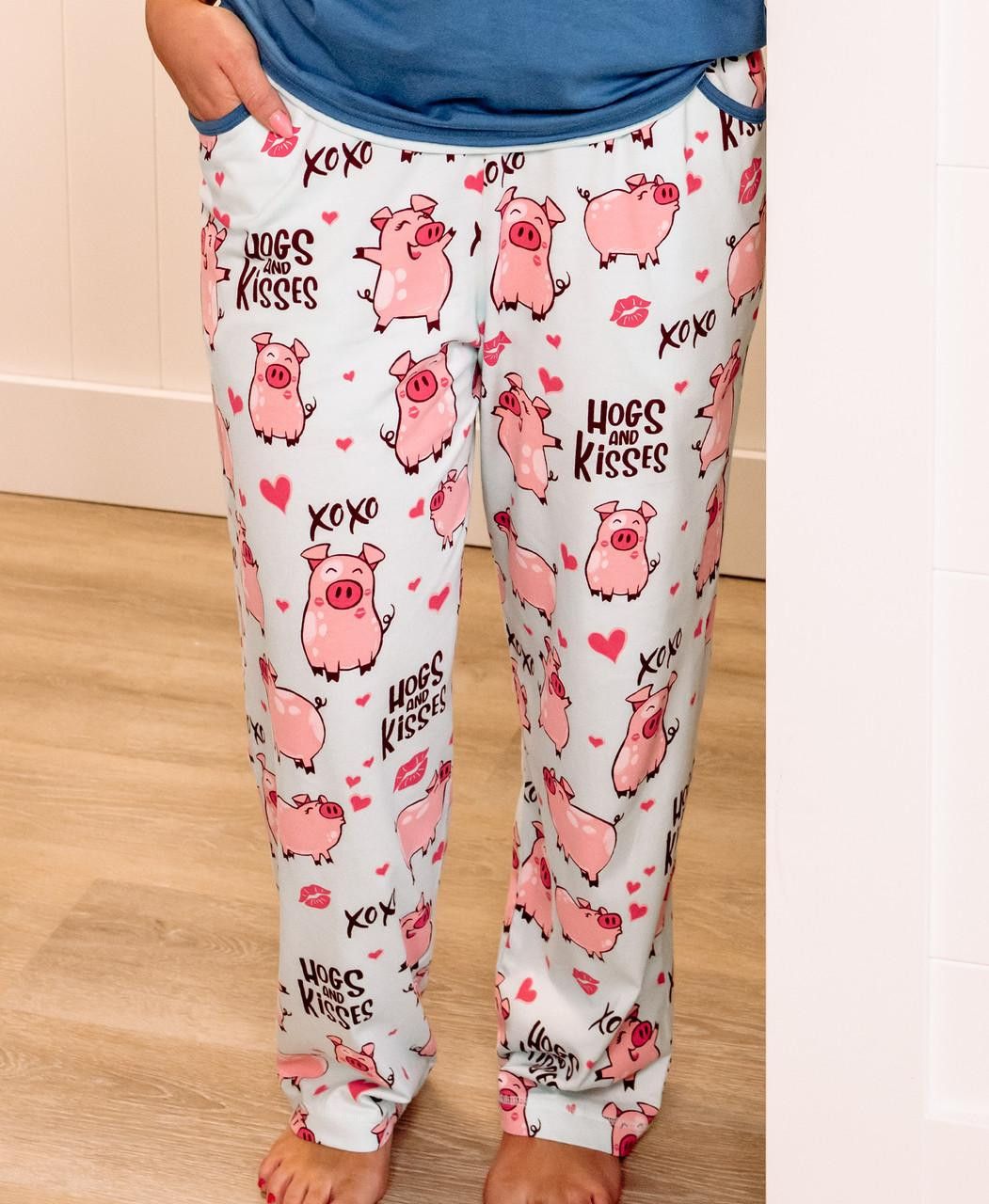 Lazy One Hogs &amp; Kisses Women&#39;s Regular Fit Blue PJ Pant