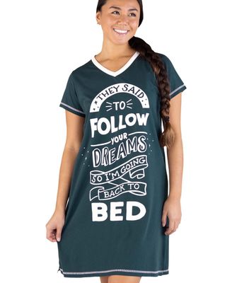 Lazy One Follow Your Dreams Women&#39;s V-neck Nightshirt
