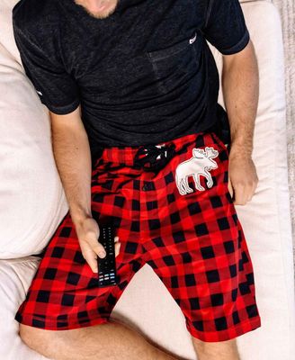 ~Lazy One Moose Plaid Men&#39;s Pajama Shorts