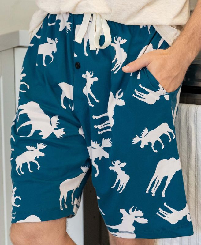 ~Lazy One Blue Classic Moose Men&#39;s Pajama Shorts