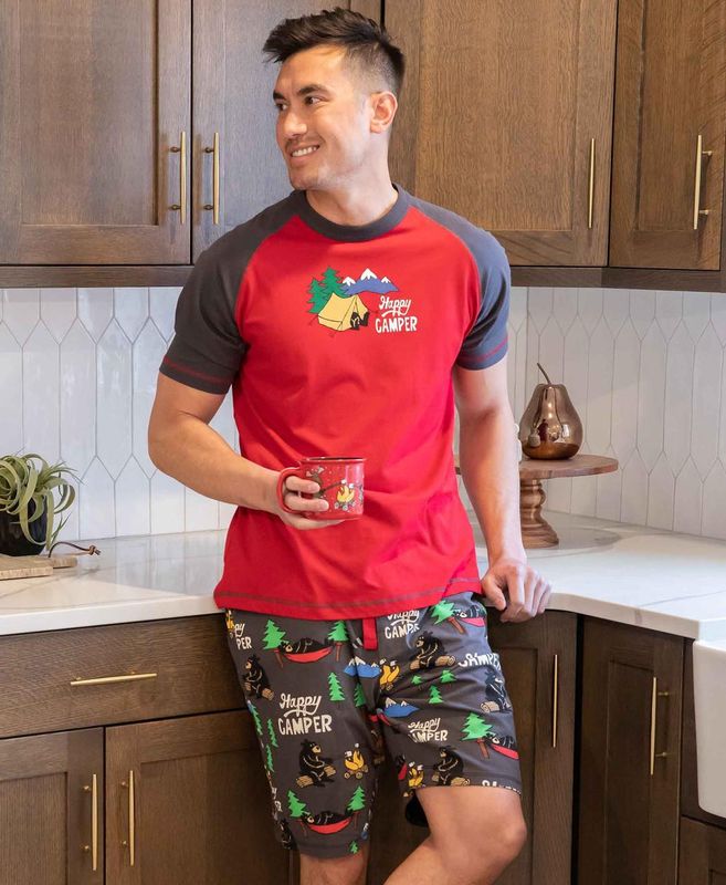 ^Lazy One Happy Camper Men&#39;s Pajama Shorts