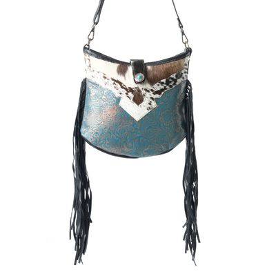 Myra Sapphire Vines Leather &amp; Hairon Bag