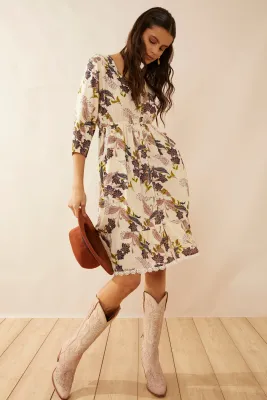 Myra Gracie V-Neck Drop Waist Dress