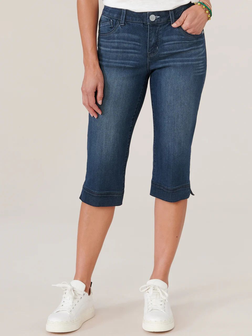 Democracy &quot;Ab&quot;solution Mid-Rise Skimmer Capri Jeans with Slit Hem, Size: 2, Color: Indigo