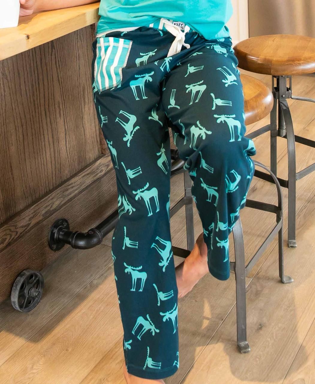 ^Lazy One Funky Moose Blue Women&#39;s PJ Pant