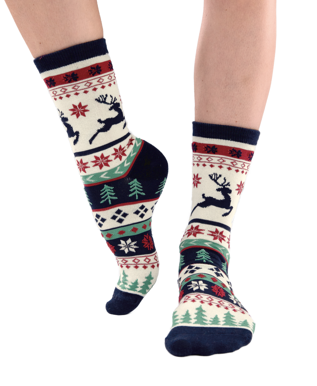 Lazy One Reindeer Fair Isle Crew Sock