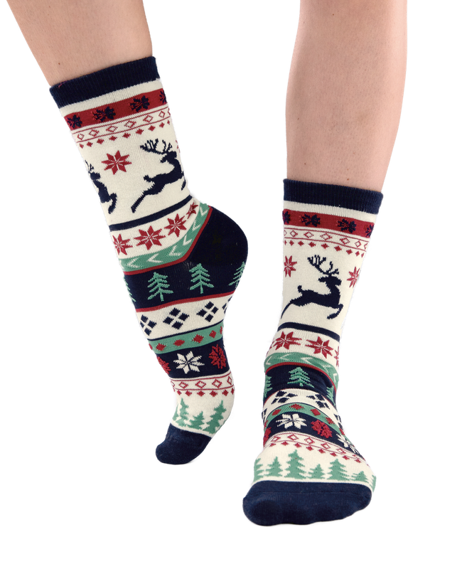 Lazy One Reindeer Fair Isle Crew Sock