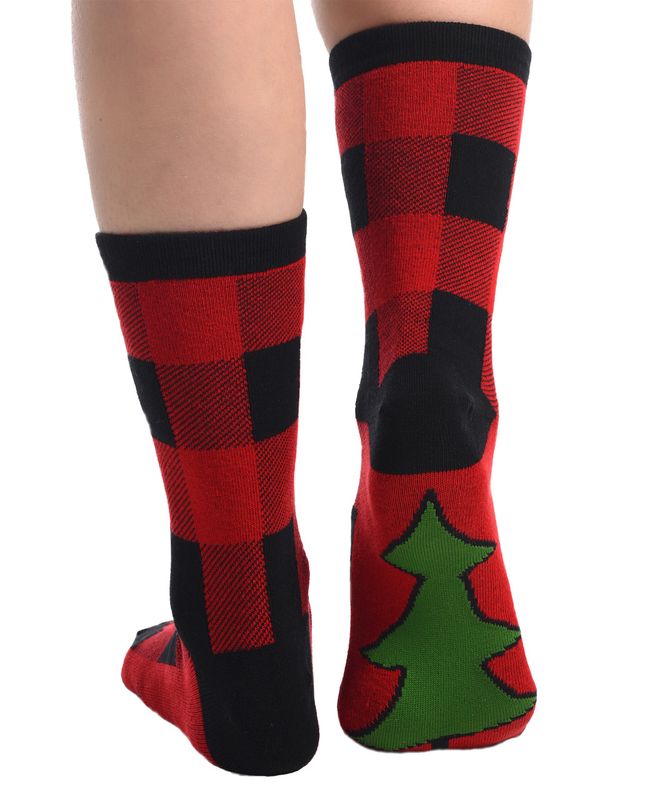 ~Lazy One Buffalo Plaid Crew Sock