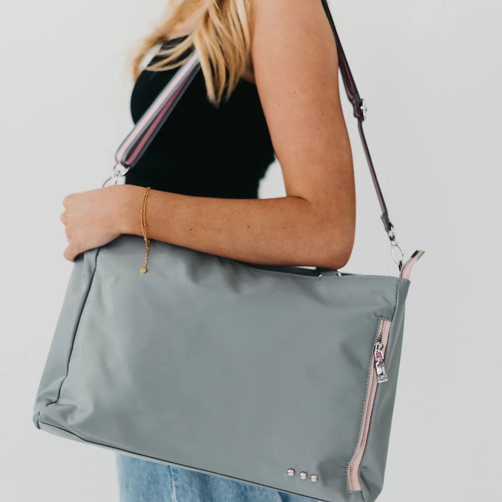 Nina Nylon Organizer Tote Bag, Color: Gray